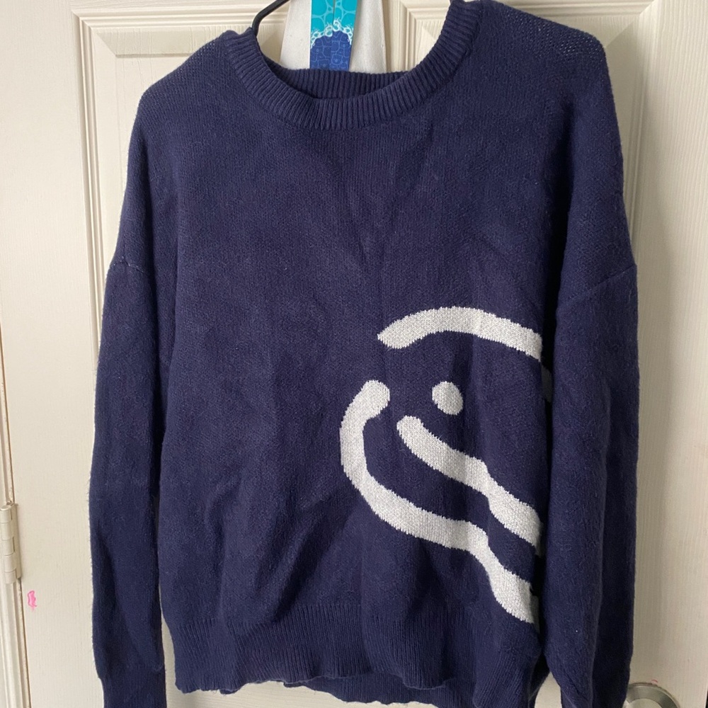Navy Blue Sweater with White Design